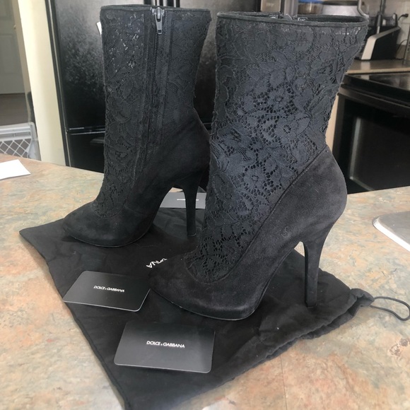 Dolce & Gabbana Suede lace booties - Picture 1 of 5